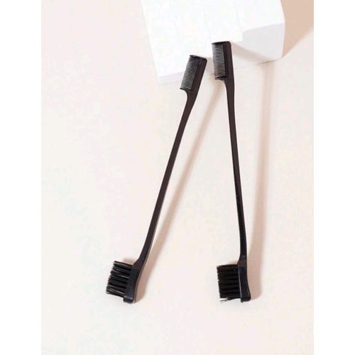 2pc Double Sided Edge Control Brush, Comb, Eyebrow Brush For Natural Hair Styles