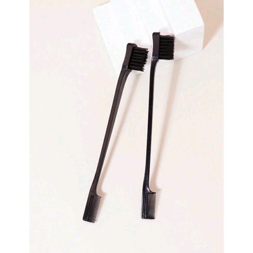 2pc Double Sided Edge Control Brush, Comb, Eyebrow Brush For Natural Hair Styles