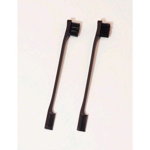 2pc Double Sided Edge Control Brush, Comb, Eyebrow Brush For Natural Hair Styles
