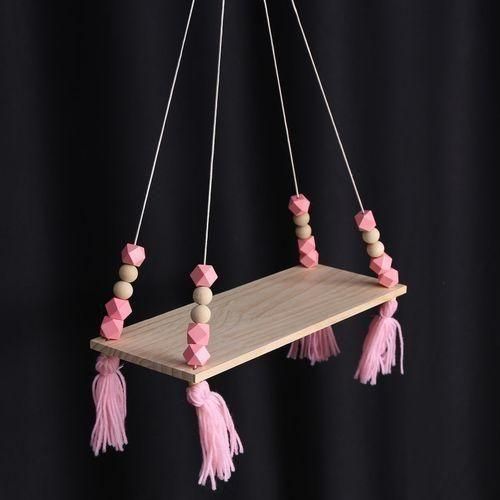 Wooden Wall shelf Hanging Tassel Children baby Nordic Style