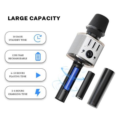 Karaoke Microphone for Kids & Adult, Handheld Wireless Bluetooth Karaoke Mic Speaker Music Player Recorder with LED Lights for Birthday Party, Wedding, Christmas