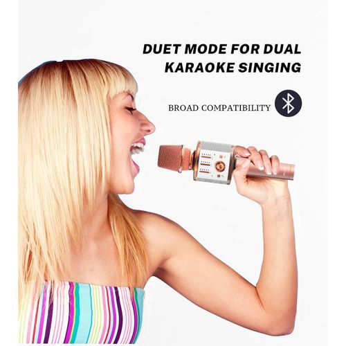 Karaoke Microphone for Kids & Adult, Handheld Wireless Bluetooth Karaoke Mic Speaker Music Player Recorder with LED Lights for Birthday Party, Wedding, Christmas