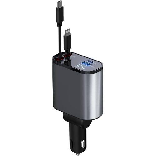 Retractable Car Charger, 100W4 in 1 Fast Car Phone Charger 60W, Retractable Type C Cables and USB Car Charger, Compatible with iPhone 15/14/13/12/11 Galaxy Pixel Samsung S21 S22 S23Pro Max Car Lighter Adapter-Multicolor