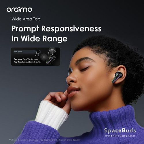 OTW 630 SpaceBuds Hybrid ANC TWS True Wireless Earbuds Customized Voice Prompt- Black