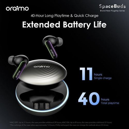 OTW 630 SpaceBuds Hybrid ANC TWS True Wireless Earbuds Customized Voice Prompt- Black