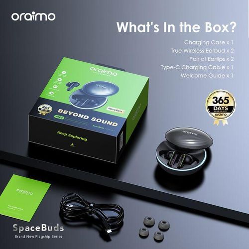 OTW 630 SpaceBuds Hybrid ANC TWS True Wireless Earbuds Customized Voice Prompt- Black