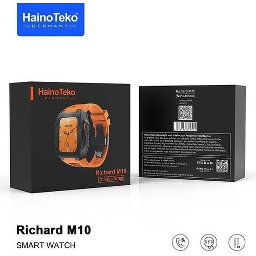 1 Piece Of Richard M10 smart watch with wireless charger 2 pair strap and inbuilt protection case strap for men's and boys -Multicolor