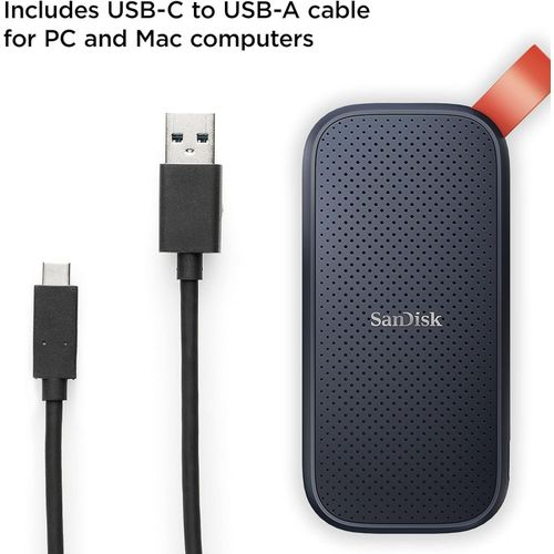 San Disk 1TB Portable SSD - Up to 800MB/s, USB-C, USB 3.2 Gen 2, Updated Firmware - External Solid State Drive - SDSSDE30-1T00-G26 - Black