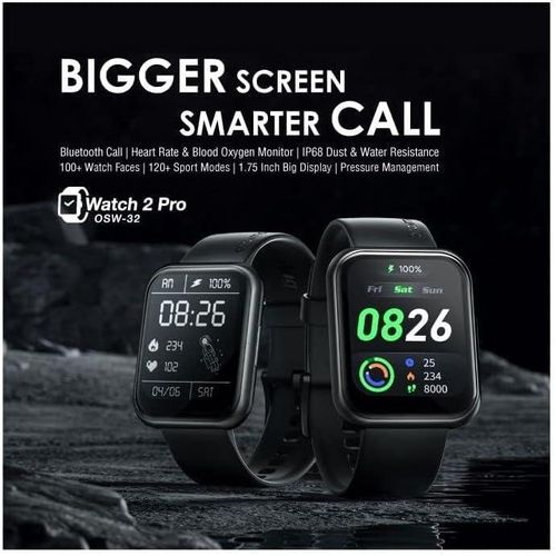 Dark Chrome Watch 2 Pro OSW-32 BT Call Quickly Reply Health Monitor Smart Watch Black, USB