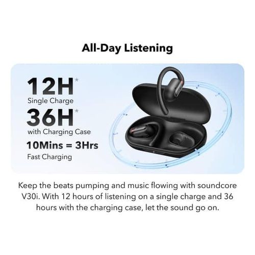 Soundcore V30i Open-Ear Headphones with P20i Noise Cancelling Earbuds, Ultra-Comfort, Lightweight Design, Snug Fit, Ergonomic Ear Hooks, Robust Bass, 36H Playtime, App Control, Clear Calls -Black