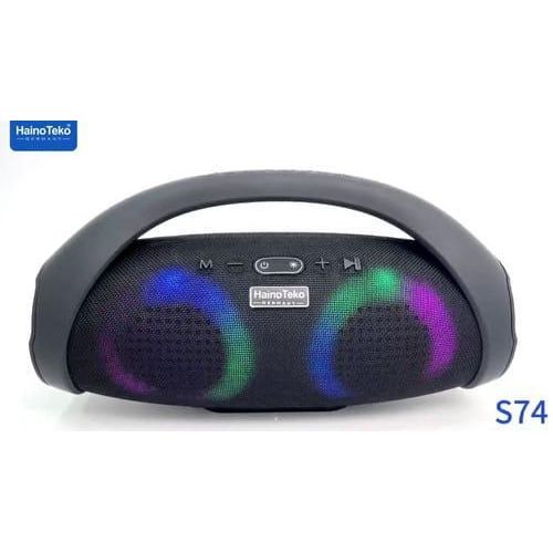 S74 Portable Bluetooth Speaker with Power Bank Function with Carrying Strap Supports FM Radio and with USB and Memory Card Slot Elegant-Multicolor