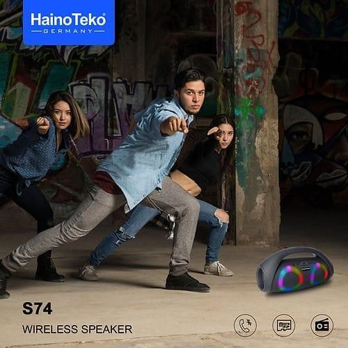 S74 Portable Bluetooth Speaker with Power Bank Function with Carrying Strap Supports FM Radio and with USB and Memory Card Slot Elegant-Multicolor