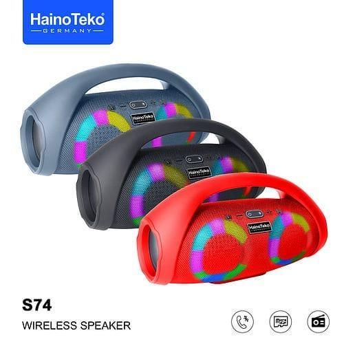 S74 Portable Bluetooth Speaker with Power Bank Function with Carrying Strap Supports FM Radio and with USB and Memory Card Slot Elegant-Multicolor