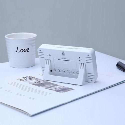LCD Digital Alarm Clock with Thermometer Desktop Electronic Clock Desk Table Clock with Backlight for Kids Bedroom Black