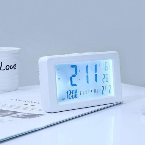 LCD Digital Alarm Clock with Thermometer Desktop Electronic Clock Desk Table Clock with Backlight for Kids Bedroom Black