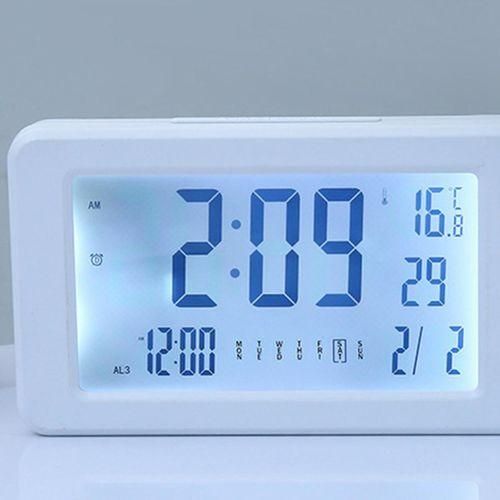 LCD Digital Alarm Clock with Thermometer Desktop Electronic Clock Desk Table Clock with Backlight for Kids Bedroom Black