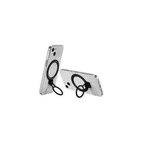 3 IN 1 Super- Thin Phone Ring Bracket Holder Finger Kick Stand, Upgraded 360° Rotation Metal Phone Grip for Magnetic Car Mount Foldable Cell Phone Stand Compatible with Most Smartphones - Black