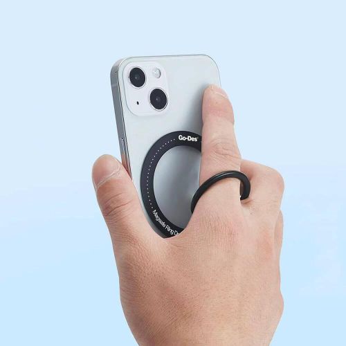 3 IN 1 Super- Thin Phone Ring Bracket Holder Finger Kick Stand, Upgraded 360° Rotation Metal Phone Grip for Magnetic Car Mount Foldable Cell Phone Stand Compatible with Most Smartphones - Black
