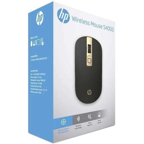 S4000 Optical USB 1600 DPI 2.4Ghz Wireless Mouse Mute Gaming Mouse For PC and Laptop - Black in Gold