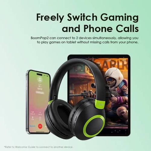 BoomPop 2S ENC Bluetooth Over-Ear Wireless Headphones - Black