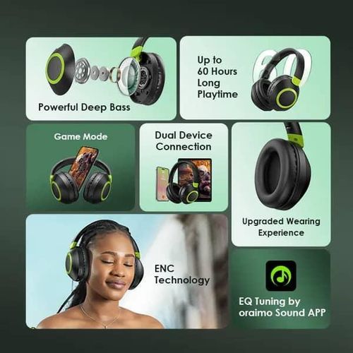 BoomPop 2S ENC Bluetooth Over-Ear Wireless Headphones - Black