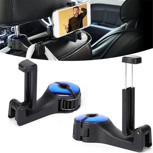 2 in 1 Car Headrest Hidden Hook,2023 New 2 in 1 Car Seat Hooks with Phone Holder,Universal 360°Rotation Headrest Hooks Purse Holder for Car, Bag, Groceries (2PCS)