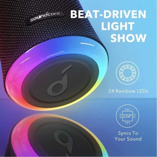 Soundcore Flare 2 Bluetooth Speaker with 360° Sound, PartyCast Technology, Adjustable EQ, 12 Hour Playtime, IPX7 Waterproof Wireless Speaker for Outdoor, Beach, Backyard Party