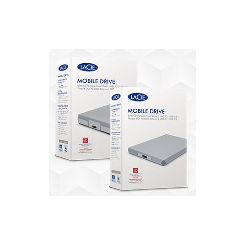 Mobile Drive, 4TB, External Hard Drive, Moon Silver, USB-C, 2 year Rescue Services (STHG4000400)- Silver