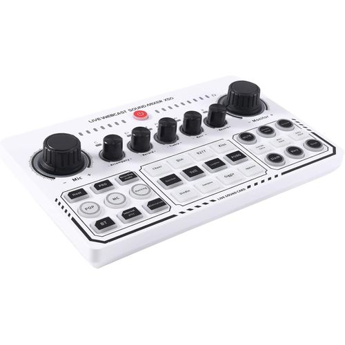 Professional Portable Mixer Recording Studio Live Sound Card Knob Design USB Audio Mixing Interface Live Broadcast for Live Broadcast Support for 12 Kinds of Warming Sound and a Key Mute,with Double Call Simple Port Design