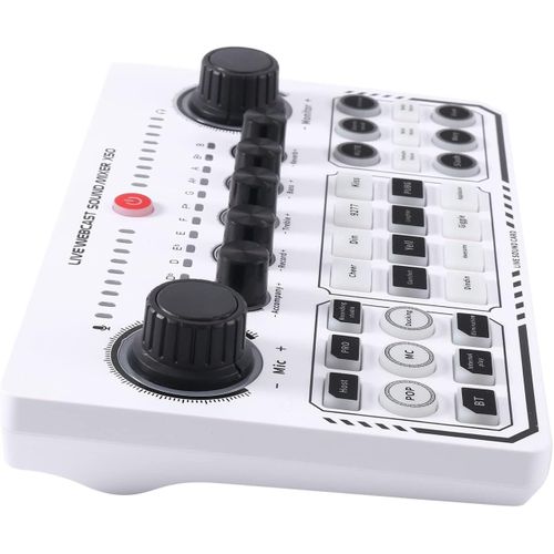 Professional Portable Mixer Recording Studio Live Sound Card Knob Design USB Audio Mixing Interface Live Broadcast for Live Broadcast Support for 12 Kinds of Warming Sound and a Key Mute,with Double Call Simple Port Design