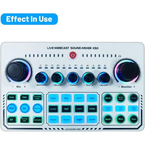 Professional Portable Mixer Recording Studio Live Sound Card Knob Design USB Audio Mixing Interface Live Broadcast for Live Broadcast Support for 12 Kinds of Warming Sound and a Key Mute,with Double Call Simple Port Design