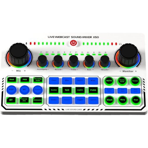 Professional Portable Mixer Recording Studio Live Sound Card Knob Design USB Audio Mixing Interface Live Broadcast for Live Broadcast Support for 12 Kinds of Warming Sound and a Key Mute,with Double Call Simple Port Design