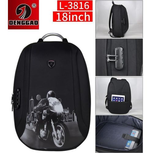 18 Inch Anti Theft Travel Laptop Student Bookbag Backpack Bag- Black.