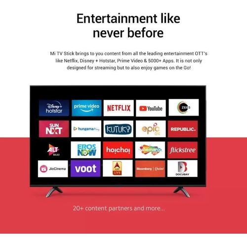 Mi TV Official US Version 1GB RAM +8GB ROM, Portable Streaming Media Player HD Playback 1080P HDR Netflix Quad Core 64 Bit Android TV 9.0, Bluetooth Remote with Google Assistant -Black