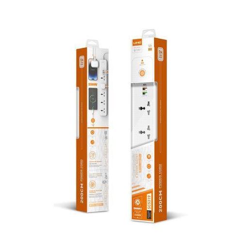 Multi Socket Extension Lead with 5 AC 3 USB Power Socket Plug Extender 2M Wall Mountable Universal Power Strip - White