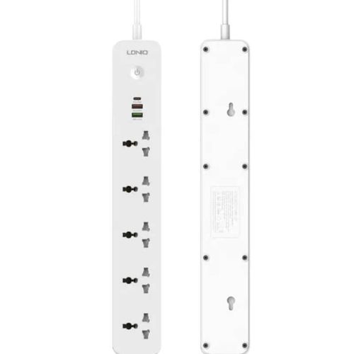 Multi Socket Extension Lead with 5 AC 3 USB Power Socket Plug Extender 2M Wall Mountable Universal Power Strip - White