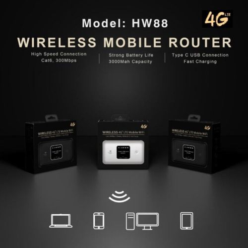 HW55 4G LTE Mobile WiFi Router 150 Mbps Modem CAT6 2.4GHz, 2100mAh Rechargeable Battery WiFi Sharing Up to 16 Devices- Multicolor