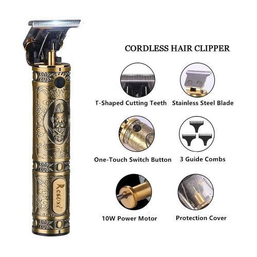 Professional Hair Clipper/Trimmer Grooming Rechargeable Cordless Cutting T-Blade - Gold