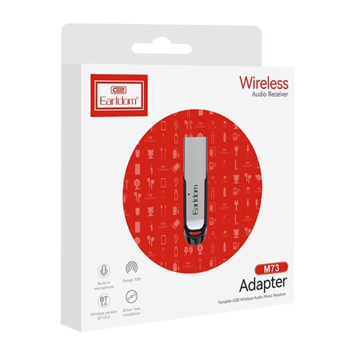 Bluetooth Wireless Audio Receiver Adapter With Microphone ET-M73, USB- Silver