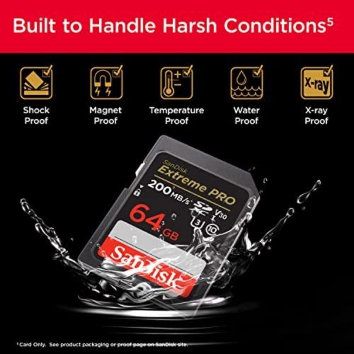 SanDisk 64GB Extreme PRO SDXC UHS-I Memory Card - C10, U3, V30, 4K UHD, SD Card - SDSDXXU-064G-GN4IN- Black