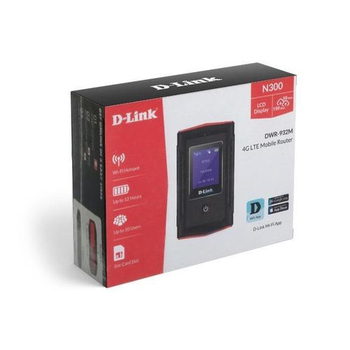 DWR-932M Mobile Router, 4G/LTE Wi-Fi, Up To 150Mbps, USIM Card Slot, 802.11b/g/n, Built-in Firewall, WPS Mobile Router Mifi - Black