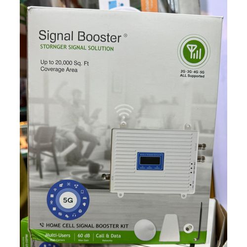 Cell Phone Signal Booster 900/1800/2100MHz 2G/3G/4G/5G All Supported Tri Band GSM DCS Mobile Signa Amplifier Repeater, Home Cell Signal Booster for Home with Adapter Coverage Area Up to 20,000 Sq.ft- White