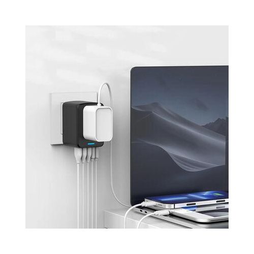 Universal International Travel Power Adapter High Speed with 3 USB + 1 Type C , All in One 3 USB 2 Type-C Worldwide AC Power Wall Charger Plug -Black