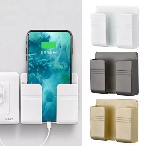 Wall-Mounted Mobile Phone Charging Holder Storage Organizer Box, White.