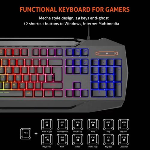 C490 4 in 1 PC Gaming Kit Keyboard, Mouse, Headset and Mouse pad