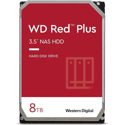 Western Digital 8TB  Red Plus NAS Internal Hard Drive HDD - 5640 RPM, SATA  256MB/s, CMR, 128 MB Cache, 3.5