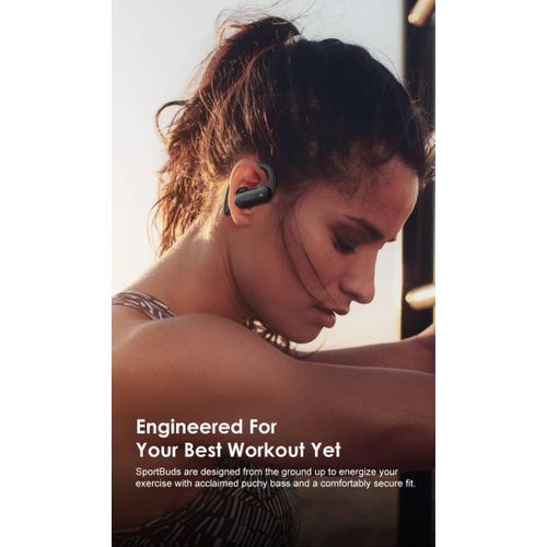 Sportbuds In-Ear  2 OEB-E95D True Wireless Bluetooth Earbuds Stable & Fit, Headset with Built-in Mic,Touch Control for Sport, Workouts, Running, Outdoor Safety - Black