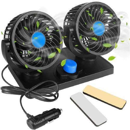 ModifyStyle Car Dashboard 12V Electric Fan With Dual Head 360 Degree Rotatable-Black,Blue