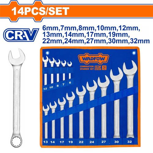 WADFOW WSP1M14 - 14 Pcs Combination Spanner Set - Blue