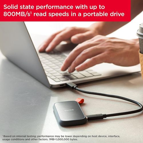 SanDisk  2TB Portable SSD - Up to 800MB/s, USB-C, USB 3.2 Gen 2, Updated Firmware - External Solid State Drive - SDSSDE30-2T00-G26- Black